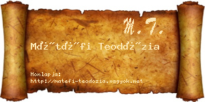 Mátéfi Teodózia névjegykártya
